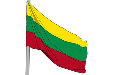 Flag of Lithuania , Lithuania flag waving isolated illustration