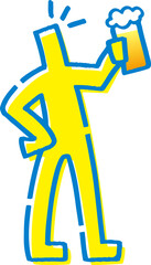 ビールで乾杯する棒人間