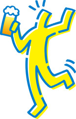 ビールで乾杯する棒人間