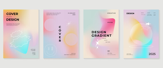 Fototapeta premium Abstract fluid gradient background vector. Minimalist style cover template with pastel, colorful and liquid color. Modern wallpaper design perfect for social media, idol poster, photo frame.