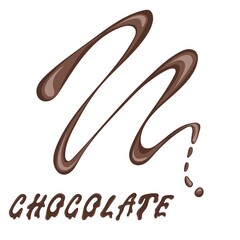 Chocolate melt blot splash stain. Melted chocolate spots on white background. Liquid chocolate. Hand drawn vector illustration.