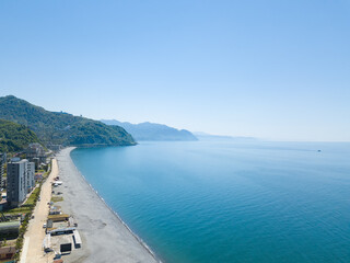 View from the throne on the Black Sea coast in Gonio in Georgia near the Turkish border on a sunny day