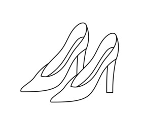 High-heeled footwear. Women heels shoes. Editable stroke. Line icon.
