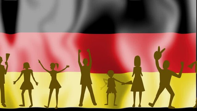 ドイツを応援する人々の動画素材。