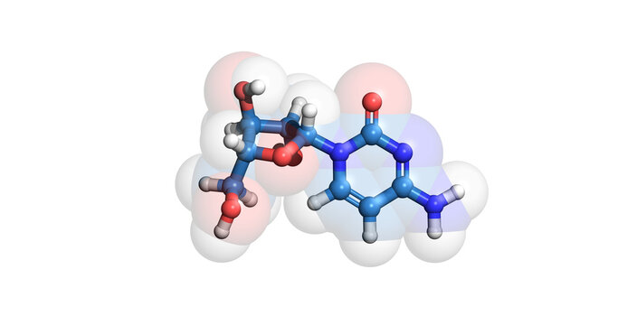 Cytarabine, anticancer/ chemotherapy drug, 3D molecule