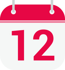 Calendar flat icon vector image day 12.