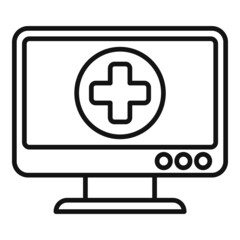Obraz premium Telemedicine monitor icon outline vector. Online health