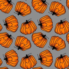 Halloween seamless cute pumpkins pattern for textiles and packaging and gifts and kids and wrapping paper