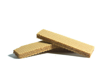 delicious wafer biscuits on white background isolated