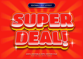 Super deals text effect template and bold font concept. used for brand label and promotion tag