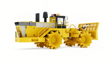 Garbage compactor machine for landfills. A special type of industrial bulldozer for working in landfills. 3d rendering. © whitecityrecords