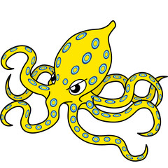 ヒョウモンダコのイラスト（アウトラインあり）