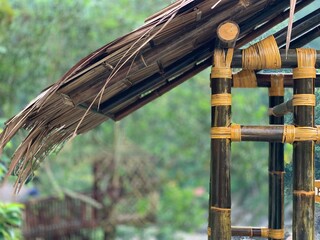 details of a bamboo hut in the nature
