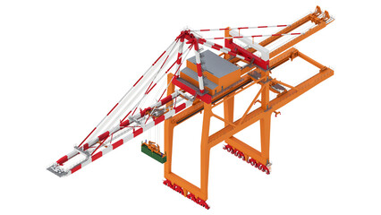 Sea port crane on a white background. 3d rendering.