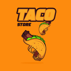 Taco gun vector logo for food