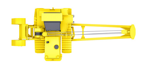 Yellow crawler crane with side boom. 3d rendering.
