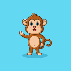 Cute cartoon monkey happy. Vector illustration