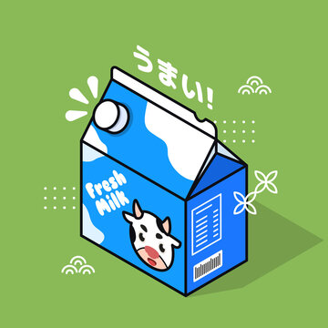 Japanese milk box with cute cow packaging