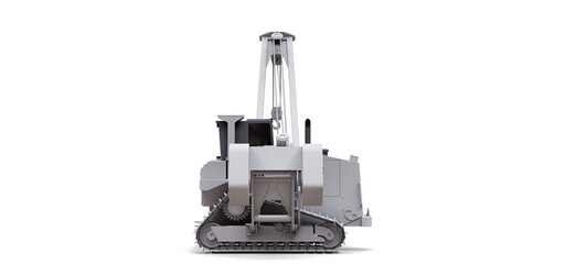 White crawler crane with side boom. 3d rendering.