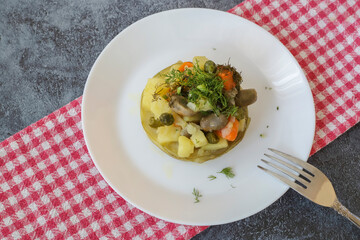 Traditional delicious Turkish food; Artichoke with olive oil (zeytinyagli enginar)