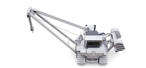 White crawler crane with side boom. 3d rendering.