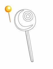  Children's coloring book: ice cream with berries, candy on a stick. Vector illustration for coloring children for the purpose of education.