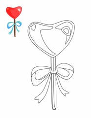  Children's coloring book: ice cream with berries, candy on a stick. Vector illustration for coloring children for the purpose of education.