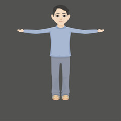 male black-haired boy with open arms