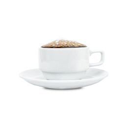Cup of coffee on saucer isolated