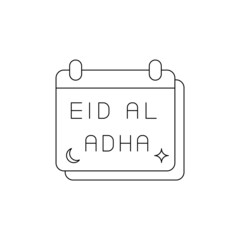 Calendar, Eid al adha, icon on white background