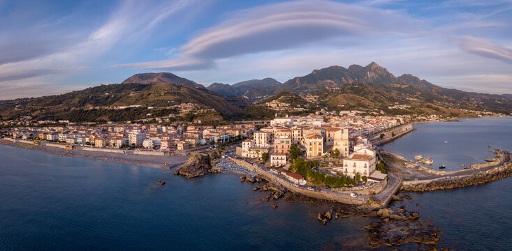 Aerial view of the town of Diamante, Cosenza, Calabria, Italy