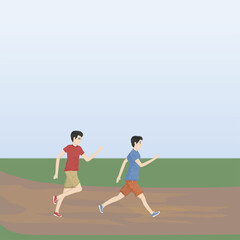 two young men jogging