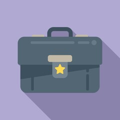 Work briefcase icon flat vector. Event time