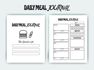 KDP Interior Design -  Daily Meal Journal Interior  - Printable Low-Content Books, Organizer, Planner, Notebook, Diary