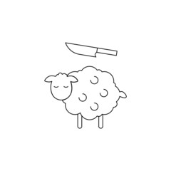 Knife and sheep concept line icon. Simple element illustration. Knife and sheep concept outline symbol design from Eid Al Adha set. Can be used for web and mobile