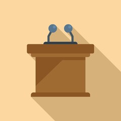 Speaker tribune icon flat vector. Business time