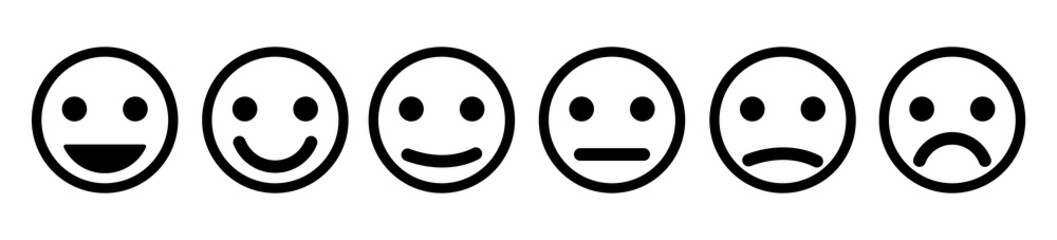 Emoji faces.Set of Emoji icon.Feedback sign.Emoticons.Simple emoticons line icons.Mood.Smile icons