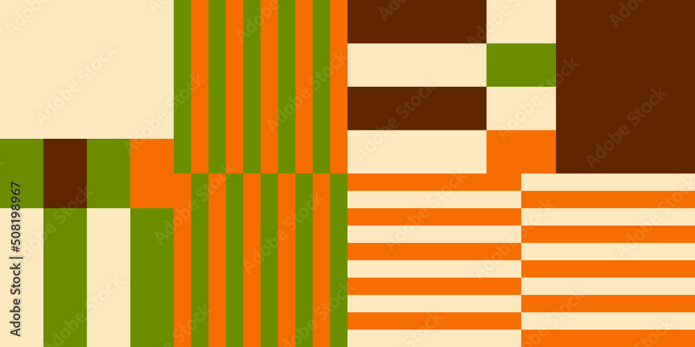 Poster Modern vector abstract  geometric seamless pattern, background with stripes, rectangles and squares  in retro scandinavian style. Pastel colored simple shapes graphic pattern. Abstract mosaic artwork.