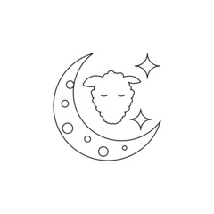 Moon and Sheep head concept line icon. Simple element illustration. Moon and Sheep head concept outline symbol design from Eid Al Adha set. Can be used for web and mobile