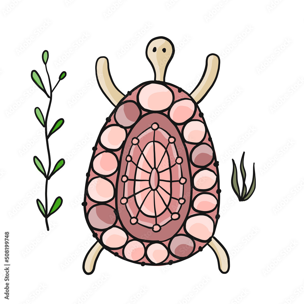 Poster Cute Turtle design. Tortoise art print isolated on white