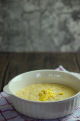 corn  soup in a bowl