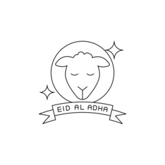 Sheep and label concept line icon. Simple element illustration. Sheep and label concept outline symbol design from Eid Al Adha set. Can be used for web and mobile