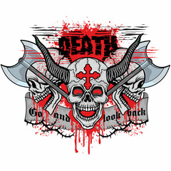 Gothic sign with skull, grunge vintage design t shirt