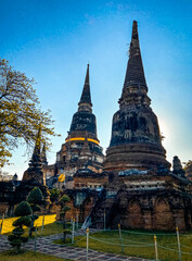 Fototapeta premium Wat Yai Chai Mongkhon temple ruin in Ayutthaya, Thailand