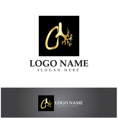 Fototapeta premium lung health and care logo template,emblem,design concept,creative symbol,icon,vector illustration.