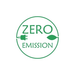 Zero emission sign, icon, symbol or logo isolated on white background