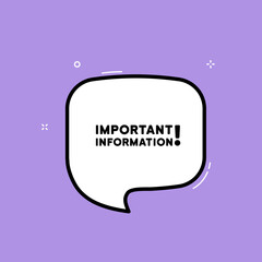 Speech bubble with Important information text. Boom retro comic style. Pop art style. Vector line icon for Business and Advertising