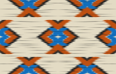 Ethnic ikat seamless pattern in tribal. American and Mexican style. Design for background, wallpaper, illustration, fabric, clothing, carpet, textile, batik, embroidery.