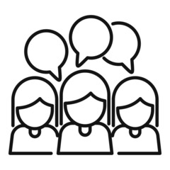 People meeting icon outline vector. Online forum
