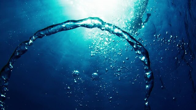 Ring Bubble Moves Underwater Towards The Surface